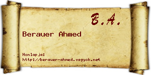 Berauer Ahmed névjegykártya